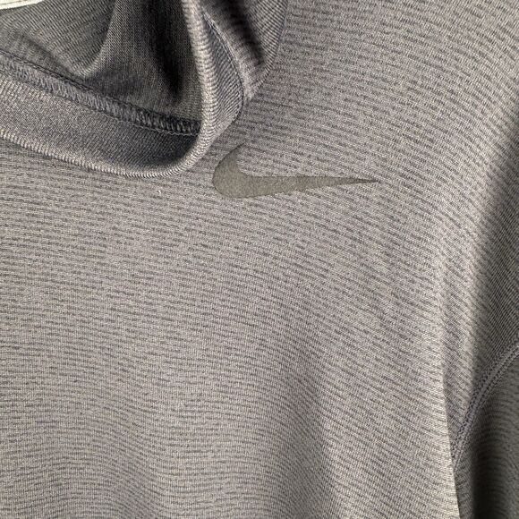NIKE Hooded Top Men's Large Dri-Fit Long Sleeved Striped Pullover Dark Gray - Picture 8 of 10